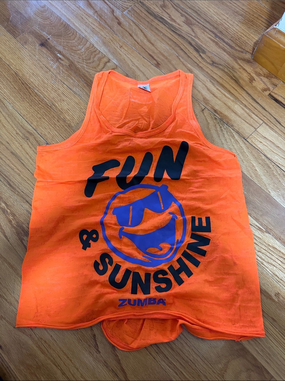 Zumba Fitness Bright Orange Tank with Navy 'Fun & Sunshine' Graphic